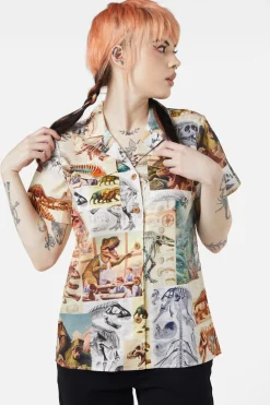 Prehistoric Dino Tile Print Blouse