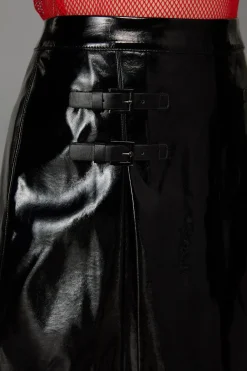 Pu Contrast Panel Skort