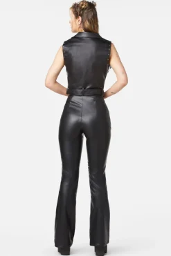 Punk Eyelet Pu Belted Vest