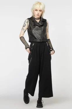 Punk Eyelet Pu Belted Vest