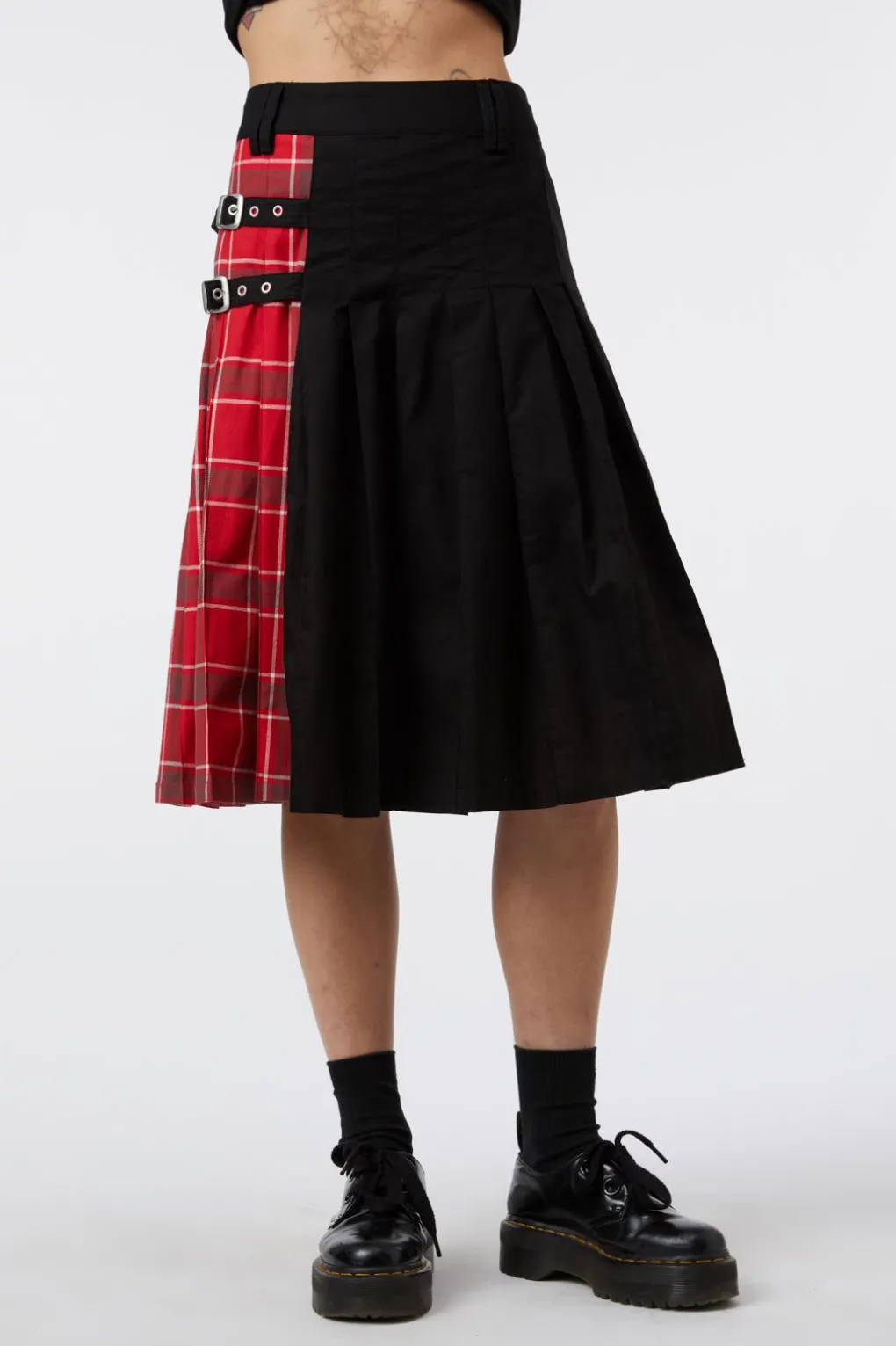 Punk Red Tartan Unisex Skirt