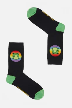 Rainbow Frog Sock