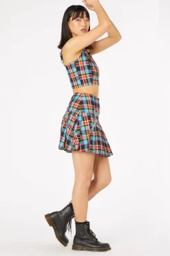 Rainbow Tartan Mini Skirt