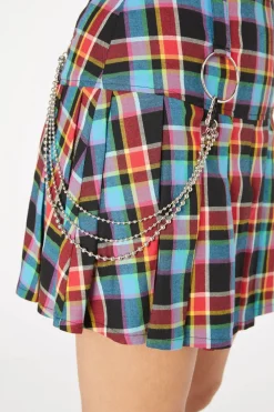 Rainbow Tartan Mini Skirt