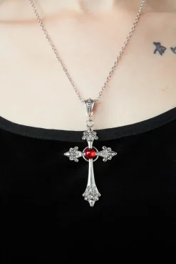 Red Stone Cross Necklace