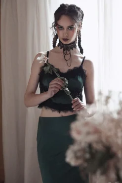 Remnants Satin Lace Bodice Top