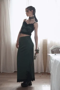 Remnants Satin Lace Skirt