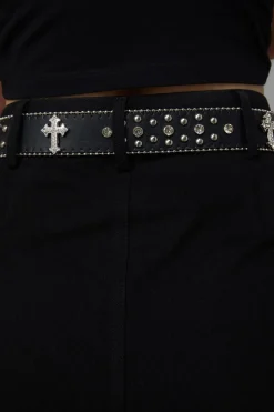 Rhinestoned Cross Belt
