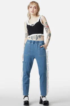 Ruffle Denim Cargo Pant