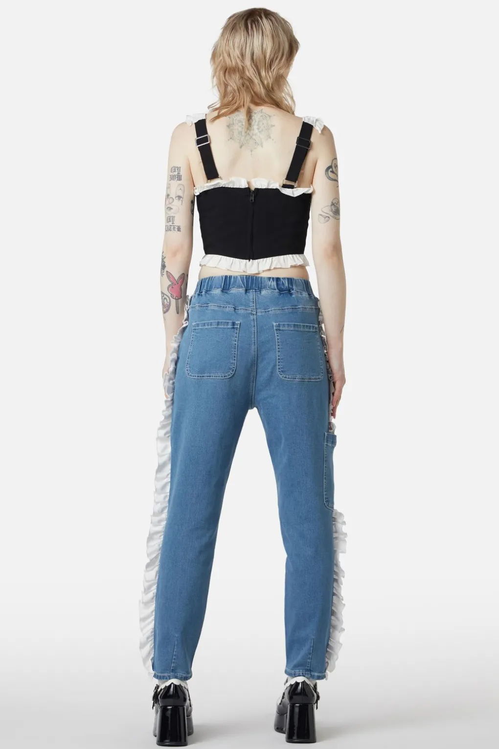 Ruffle Denim Cargo Pant