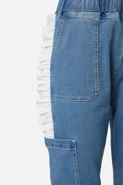 Ruffle Denim Cargo Pant