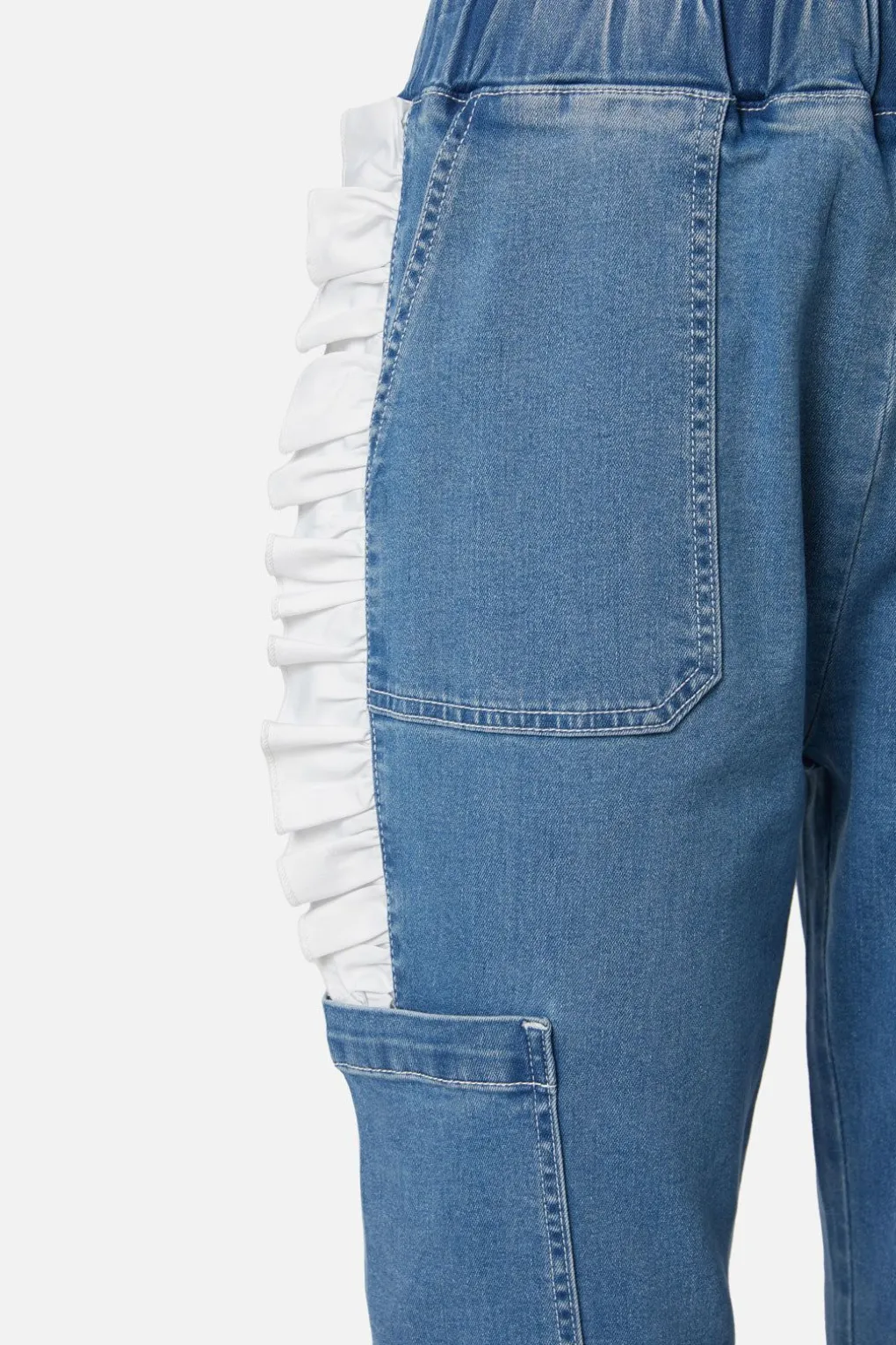 Ruffle Denim Cargo Pant
