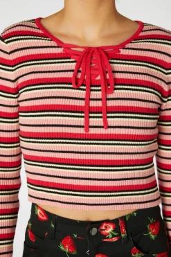 90S Fetch Stripey Crop Knit