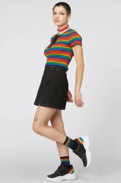 90S Rainbow Crop Rib Knit
