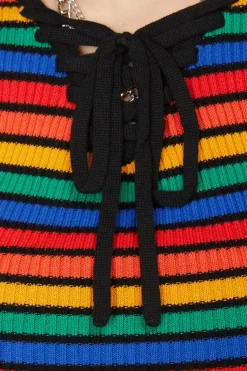 90S Rainbow Crop Rib Knit