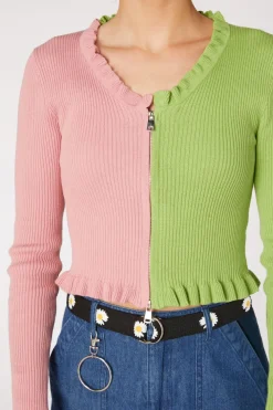 90S Split Zip Up Cardi