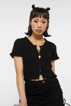 90S Style Zip Up Frill Cardi