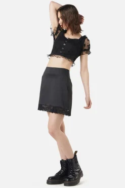 Satin Lace Slip Mini Skirt