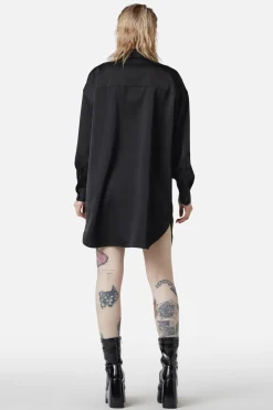 Satin Tux Shirt Dress