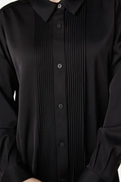 Satin Tux Shirt Dress