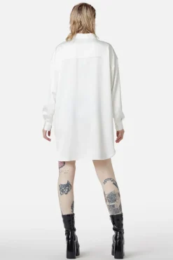 Satin Tux Shirt Dress