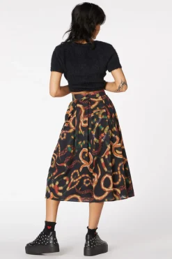 Serpent Print Pleated Skirt