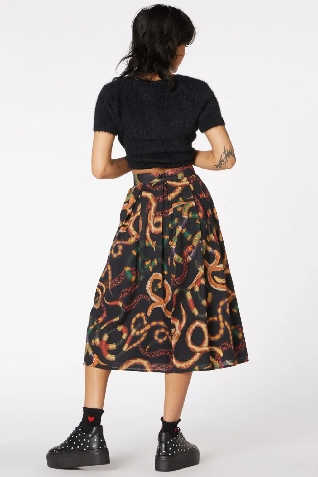 Serpent Print Pleated Skirt