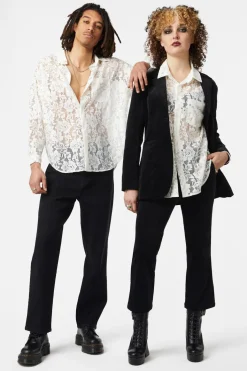 Sheer Lace Long Sleeve Shirt