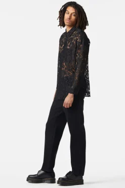 Sheer Lace Long Sleeve Shirt