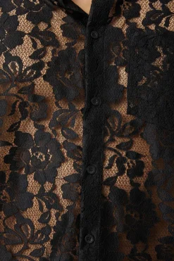 Sheer Lace Long Sleeve Shirt