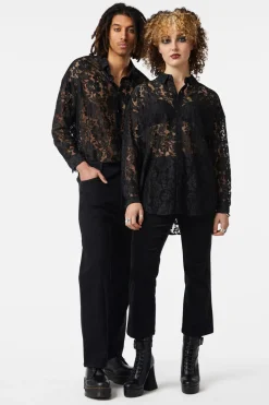 Sheer Lace Long Sleeve Shirt