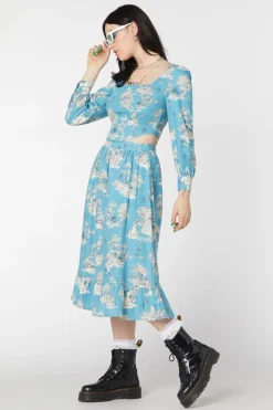 Skelly Toile Frill Midi Skirt