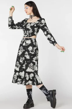 Skelly Toile Frill Midi Skirt