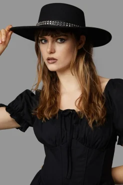 Studded Wide Brim Hat