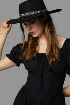 Studded Wide Brim Hat