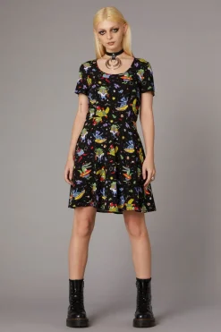 Surfing Creatures Print Dress
