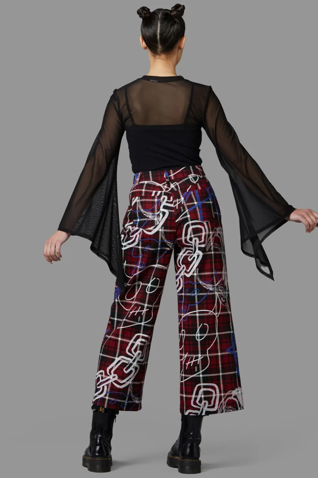 Tag Tartan Wide Leg Pants