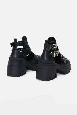 Tread Sole Strappy Boots