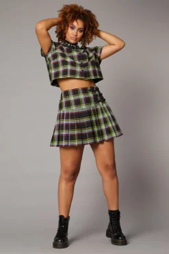 Vivid Tartan Goth Skirt