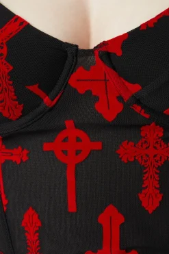 Vowed Flocked Mesh Corset