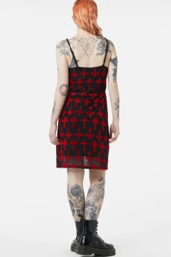 Vowed Flocked Mesh Dress