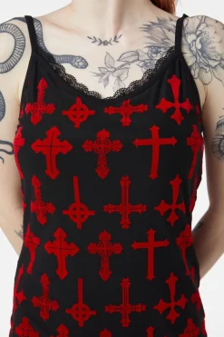 Vowed Flocked Mesh Dress