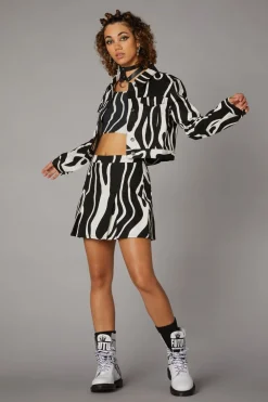 Warped Geo Print Jacket