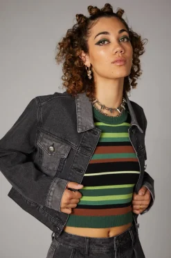 Washed Denim Goth Jacket