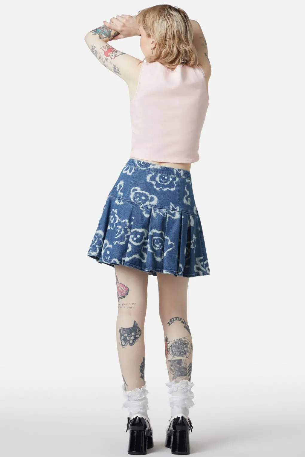 White Out Denim Skirt