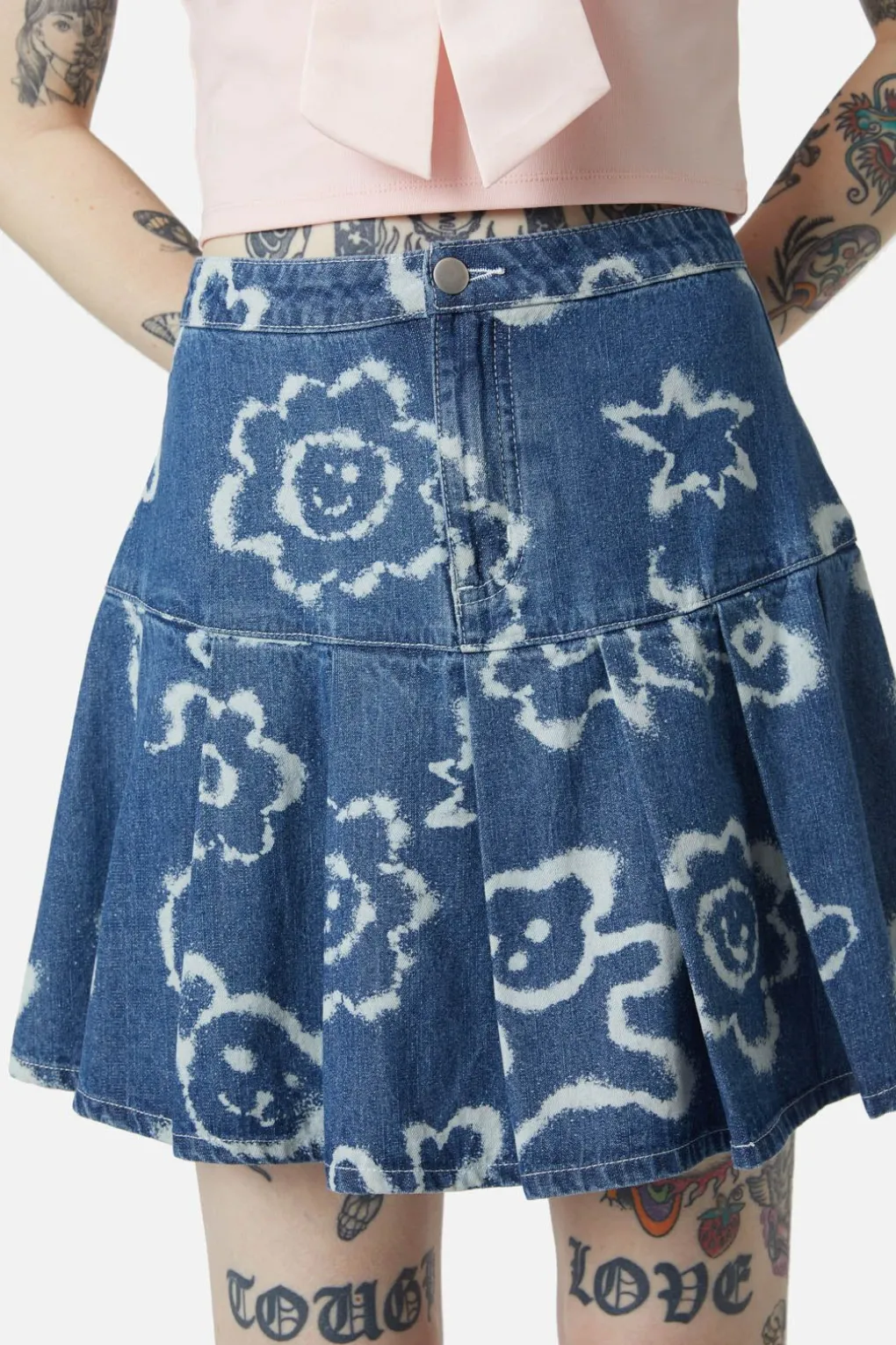 White Out Denim Skirt