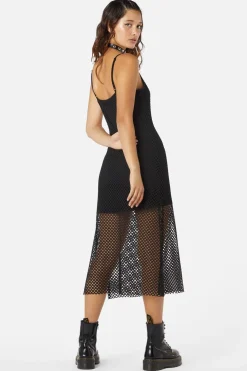 Wounded Wide Mesh Midi Dress